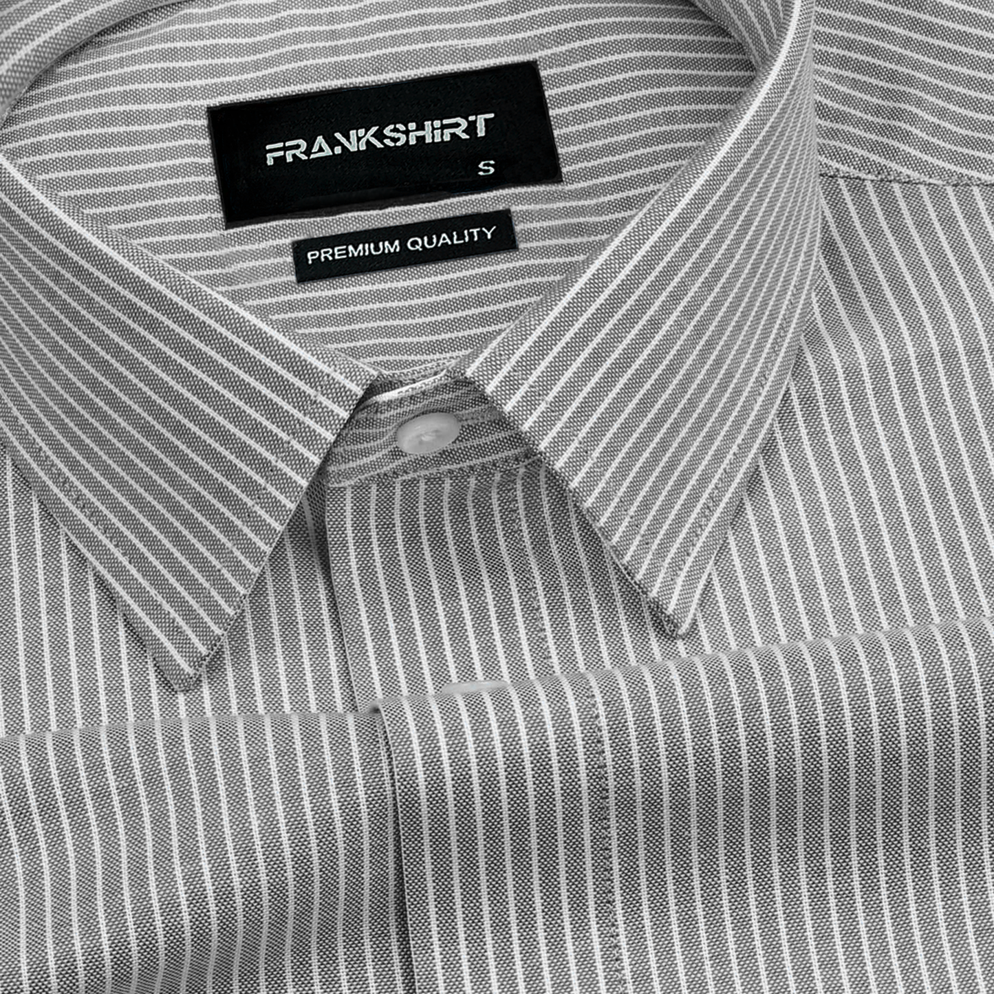 Black Small Strip Down Button Oxford Cotton Shirt