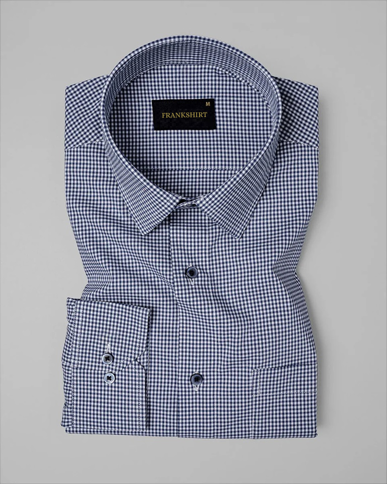 Pack of 2 Premium Cotton Shirt for Man (Navy Blue Check and Navy Blue)