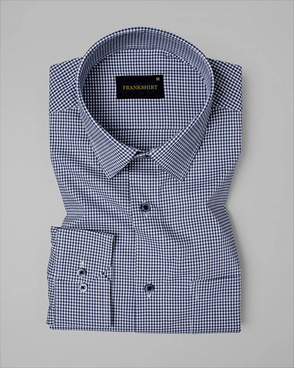 Pack of 2 Premium Cotton Shirt for Man (Navy Blue Check and Dark Grey)
