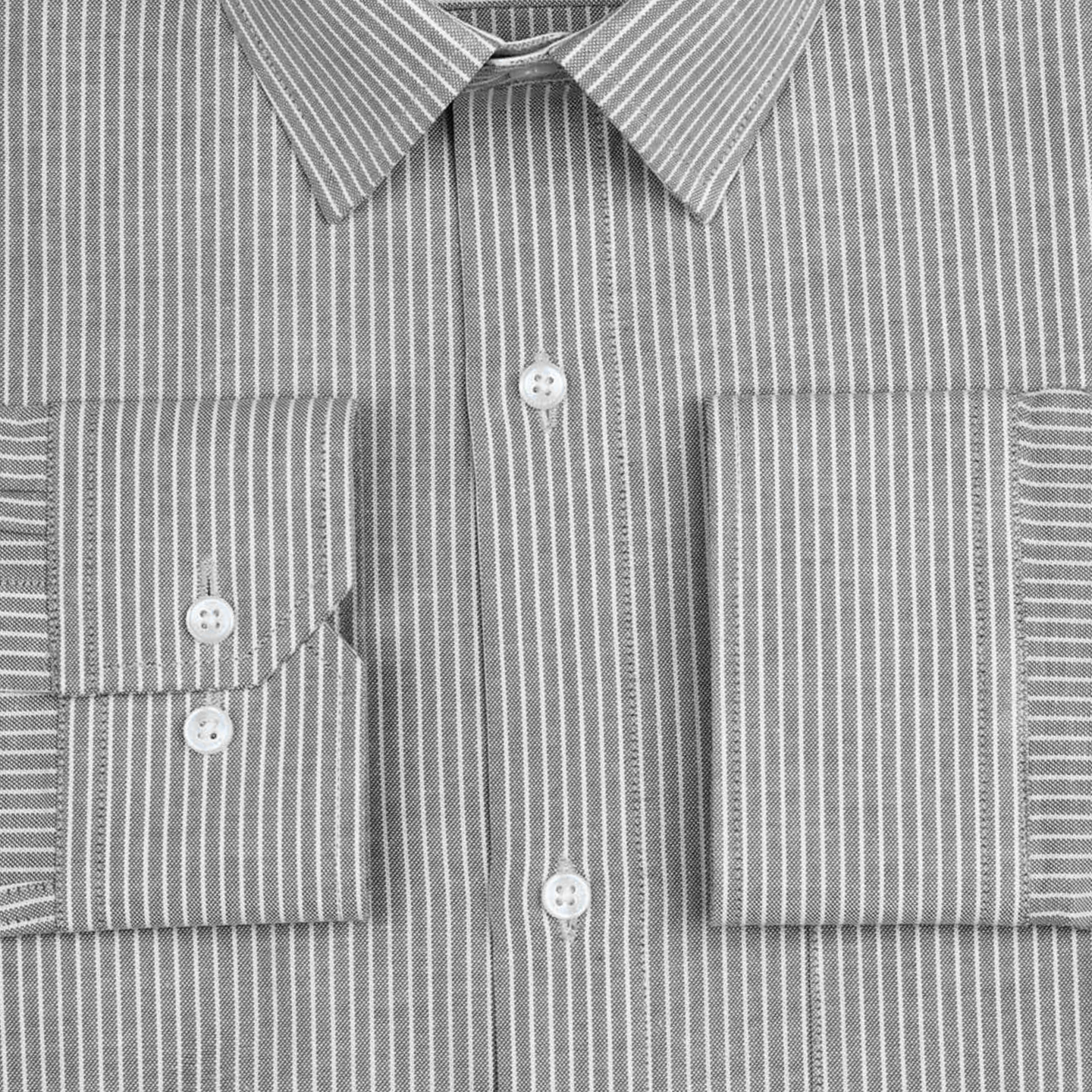 Black Small Strip Down Button Oxford Cotton Shirt