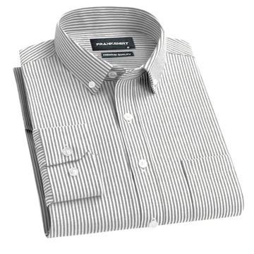 New Light Grey Stripe Down Button Oxford Cotton Shirt (FS043)