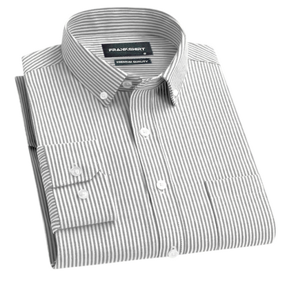 New Light Grey Stripe Down Button Oxford Cotton Shirt (FS043)
