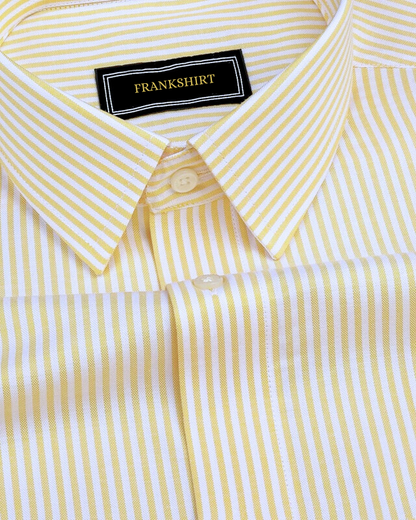Yellow Stripe Down Button Oxford Cotton Shirt (FS050)