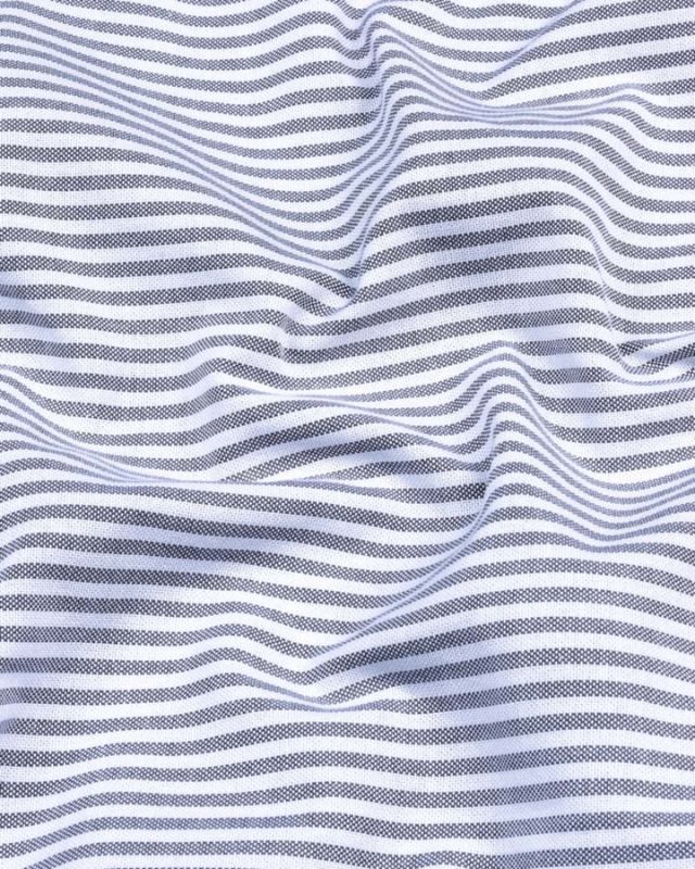 Light Grey Stripe Button Down Oxford Cotton Shirt