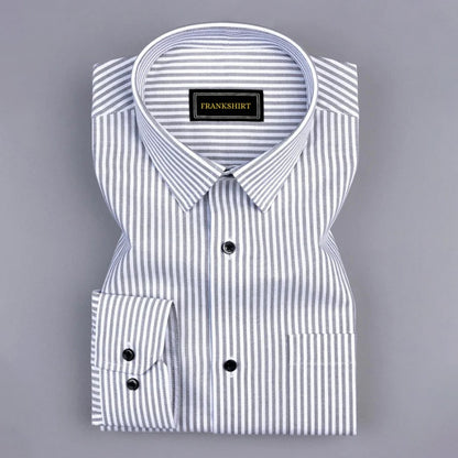 Light Grey Stripe Button Down Oxford Cotton Shirt
