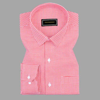 Red Check Button Down Oxford Cotton Shirt For Man