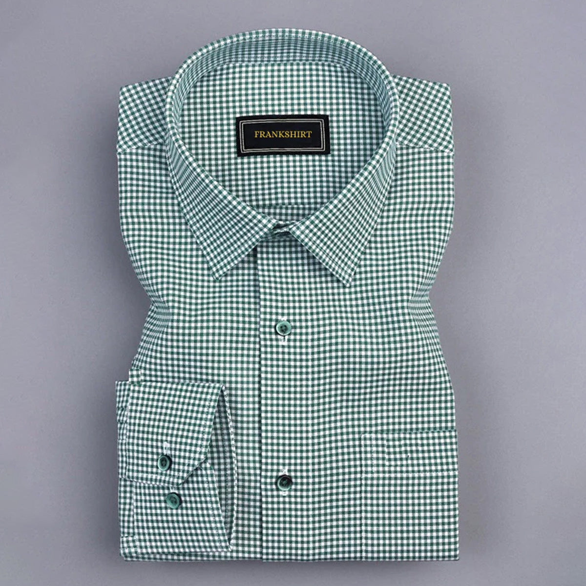 Green Check Button Down Oxford Cotton Shirt
