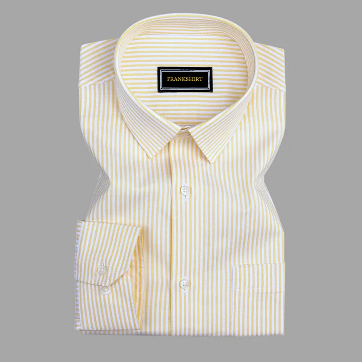 Yellow Stripe Down Button Oxford Cotton Shirt