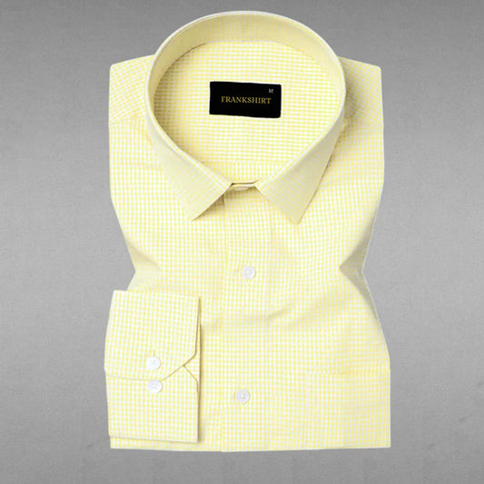 Lemon Check Button Down Oxford Cotton Shirt