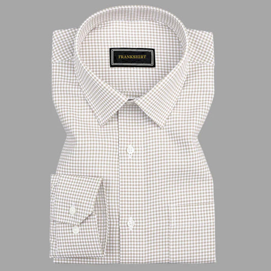 Cream Check Button Down Oxford Cotton Shirt