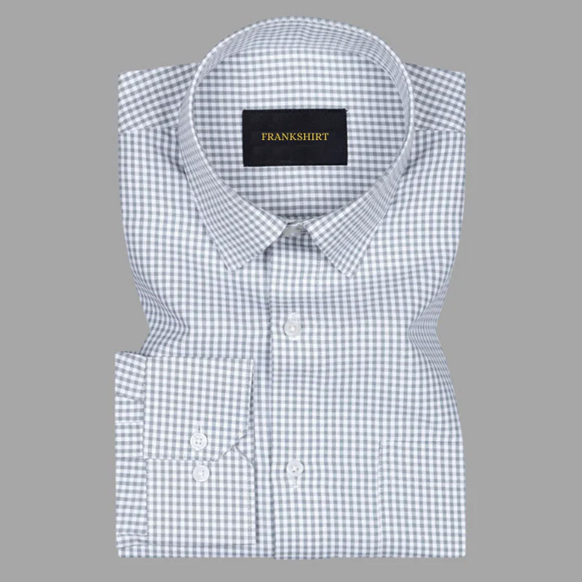 Silver Check Button Down Oxford Cotton Shirt