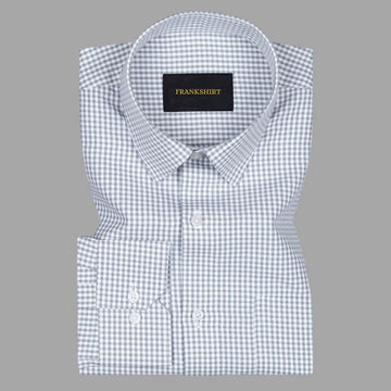 Silver Check Button Down Oxford Cotton Shirt