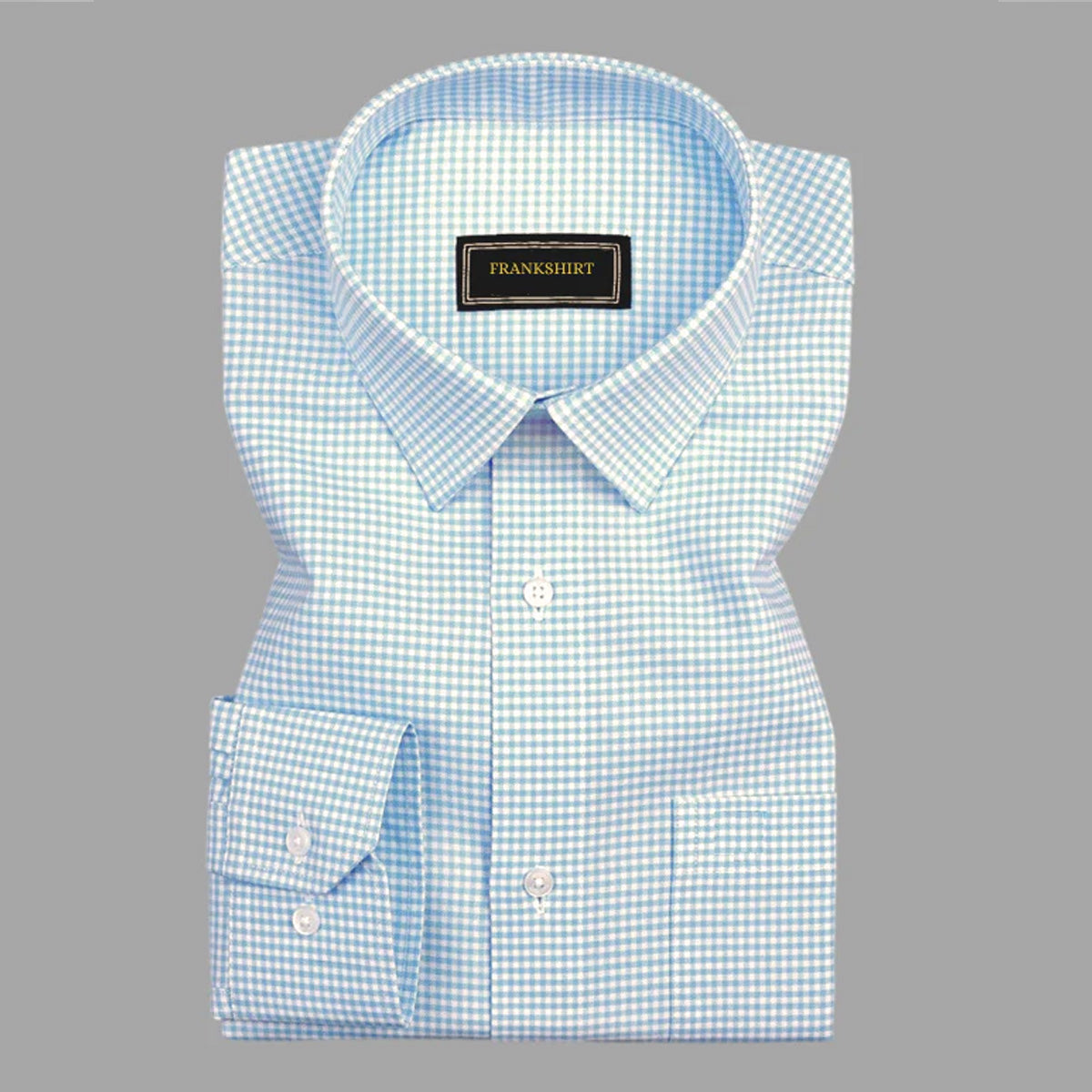 Light Turquoise Check Button Down Oxford Cotton Stripe Shirt For Man