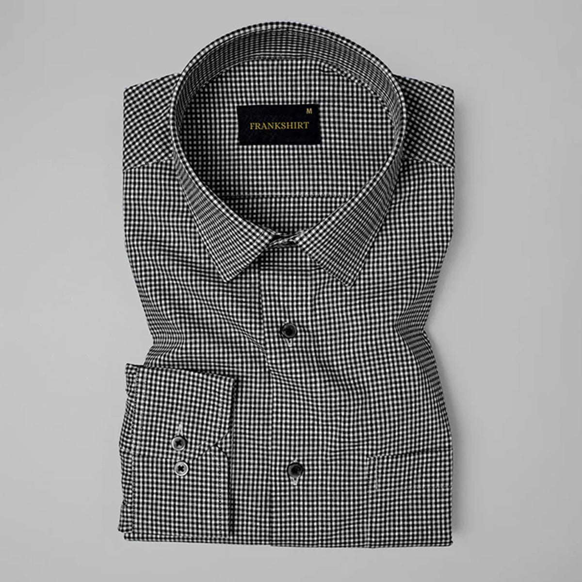Black Check Button Down Oxford Cotton Shirt