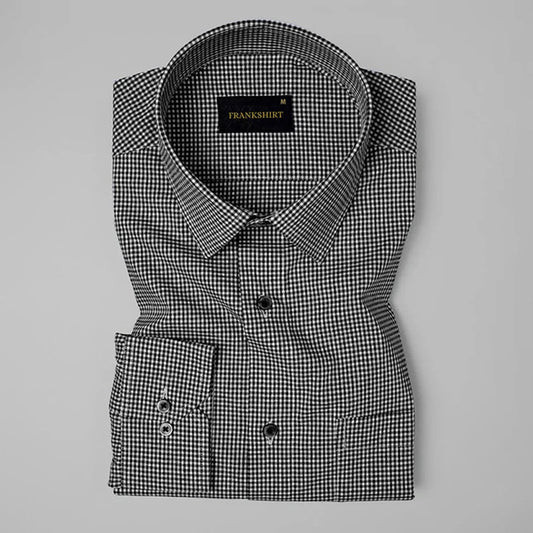 Black Check Button Down Oxford Cotton Shirt