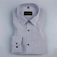 Black Stripe Down Button Oxford Cotton Shirt
