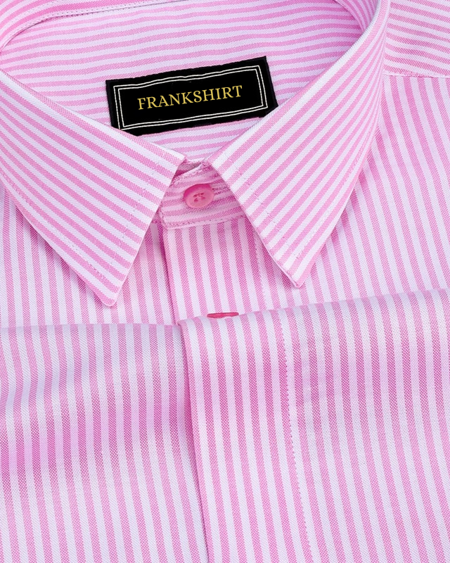Light Pink Stripe Down Button Oxford Cotton Shirt