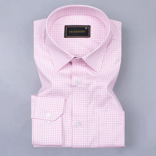 Light Pink Check Button Down Oxford Cotton Shirt