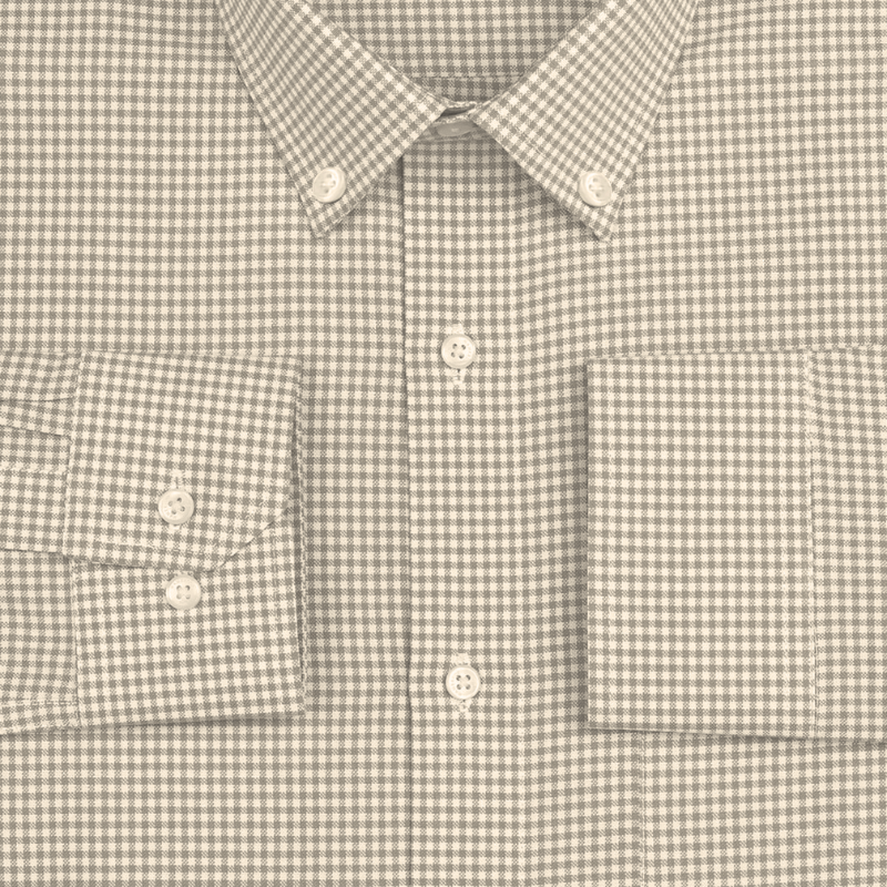 Beige Check Button Down Oxford Cotton Shirt