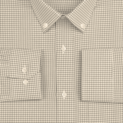 Beige Check Button Down Oxford Cotton Shirt
