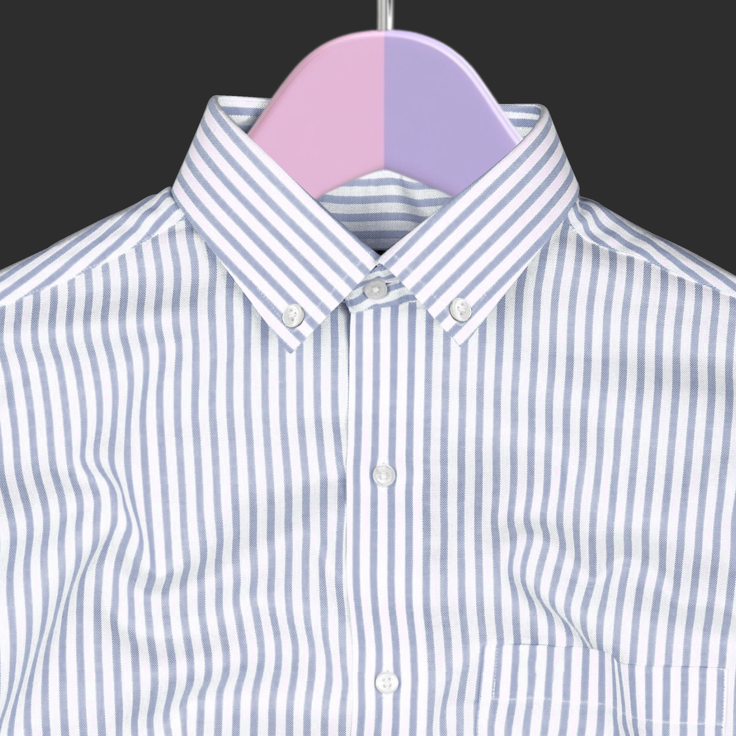 New Silver Stripe Down Button Oxford Cotton Shirt (FS049)