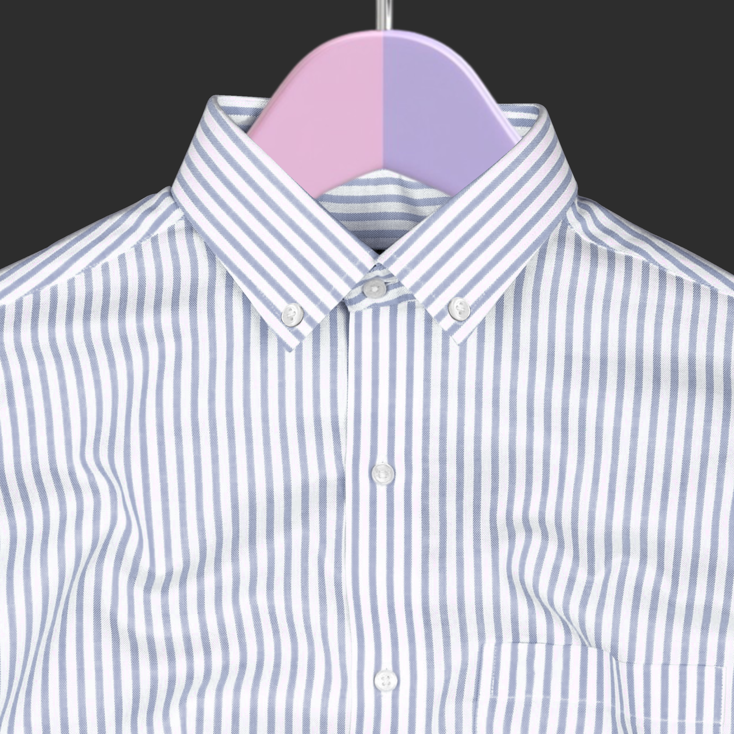 New Silver Stripe Down Button Oxford Cotton Shirt (FS049)