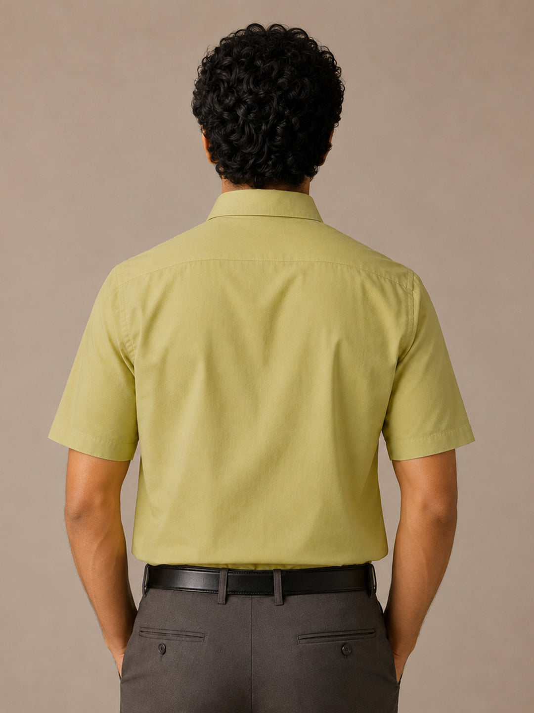 Half Sleeve Paper Cotton Light Green Shirt for Men