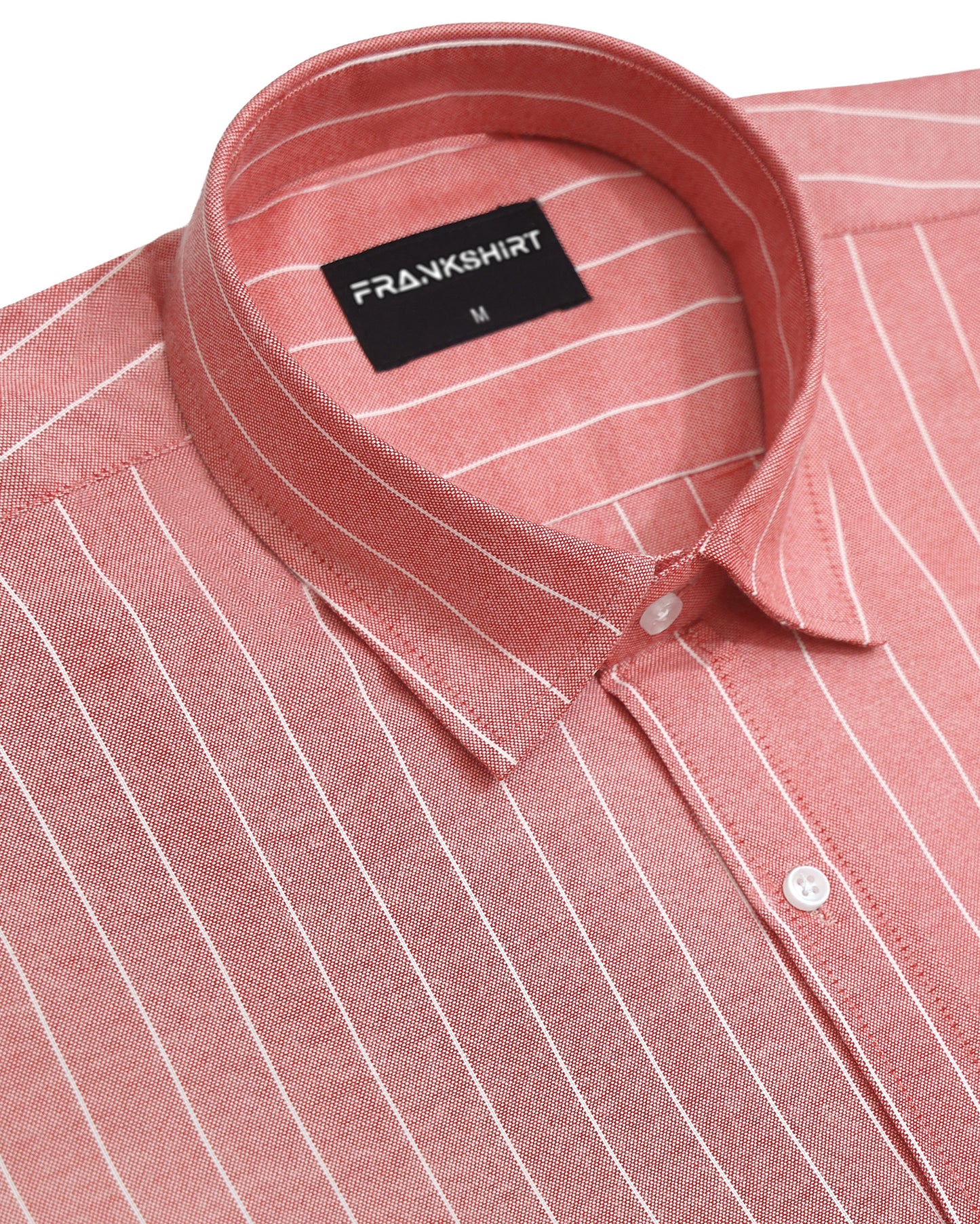 Coral Red Pinstripe Oxford Shirt