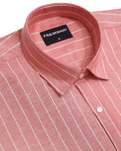 Coral Red Pinstripe Oxford Shirt