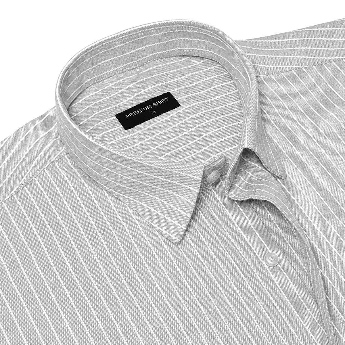 Grey Small Pinstripe Oxford Shirt For Men