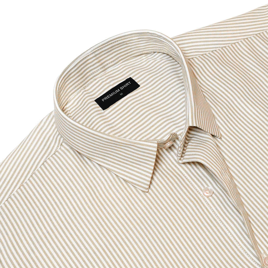 Bold Beige Pinstripe Oxford Shirt For Men