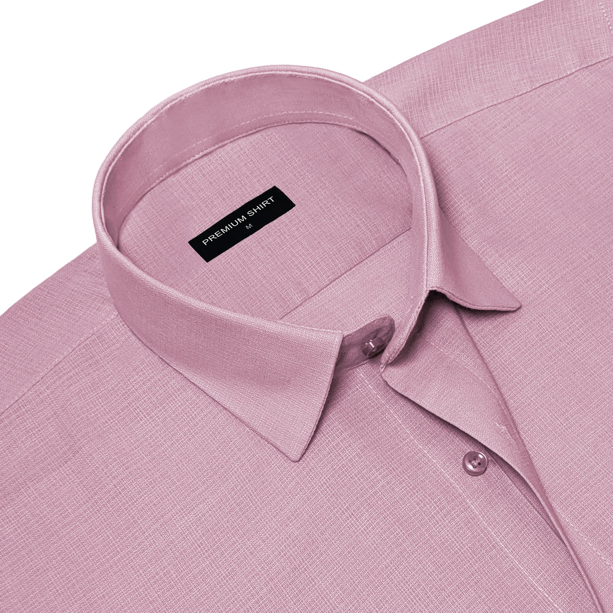 Solid Pink Textured Linen Shirt For Men