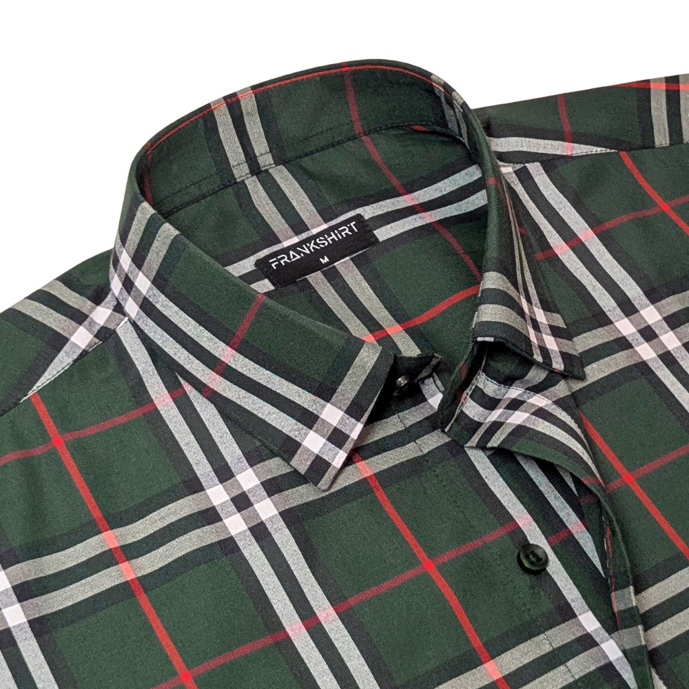 Green Tartan Check Cotton Shirt For Men
