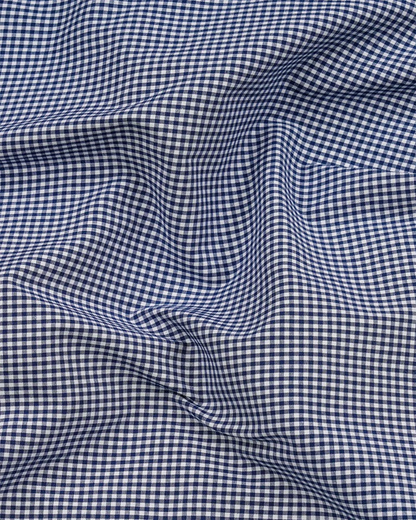 Navy Blue Check Button Down Oxford Cotton Shirt