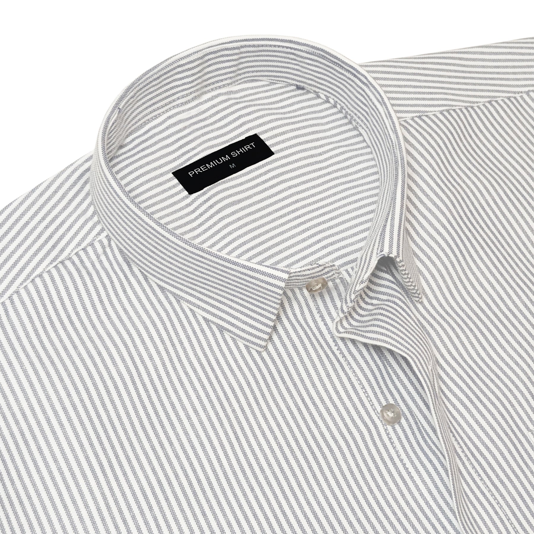 Silver Grey Pinstripe Oxford Shirt For Men