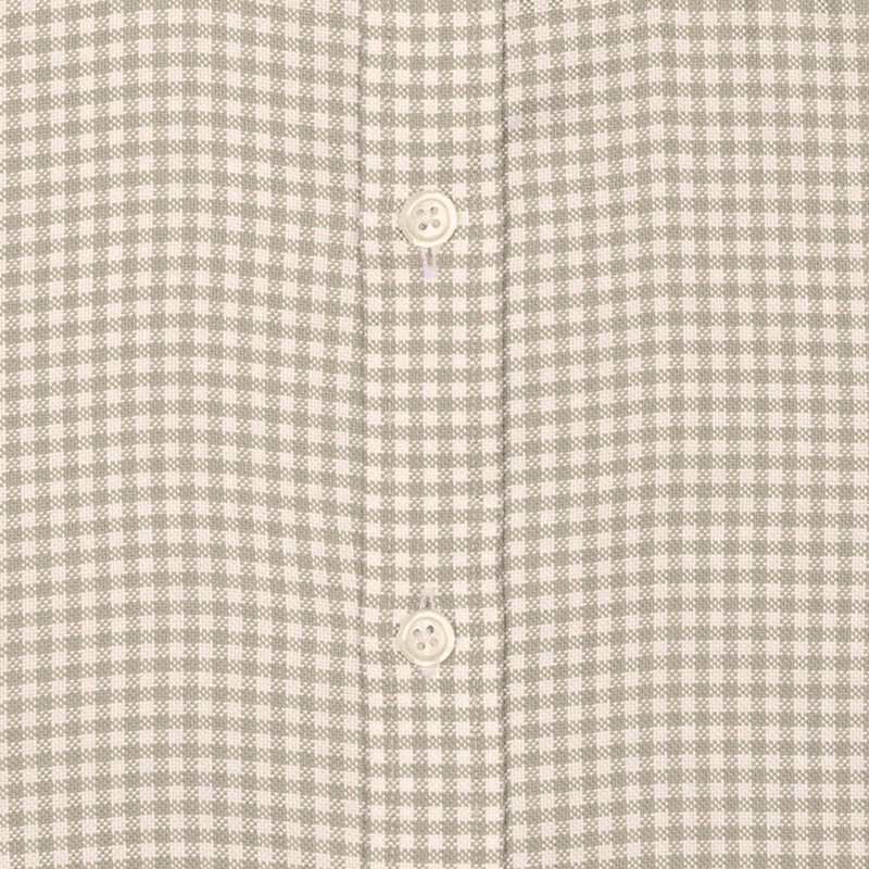 Beige Check Button Down Oxford Cotton Shirt