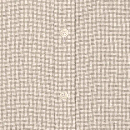 Beige Check Button Down Oxford Cotton Shirt