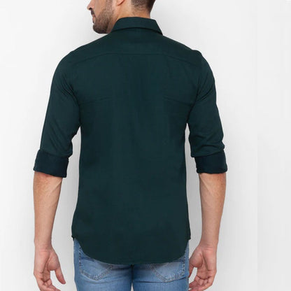 Classic Cotton Blend Bottle Green Shirt