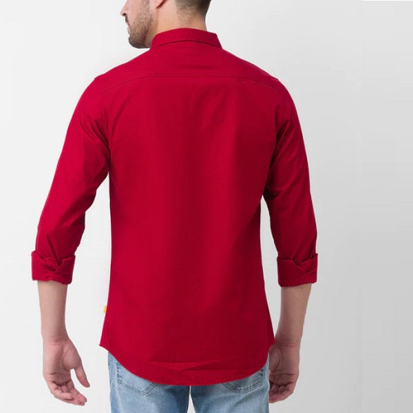 Frankshop Classic Cotton Blend Red Solid Shirt