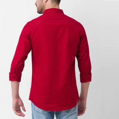Special Offer New Cotton Blend Solid Shirts (Red)
