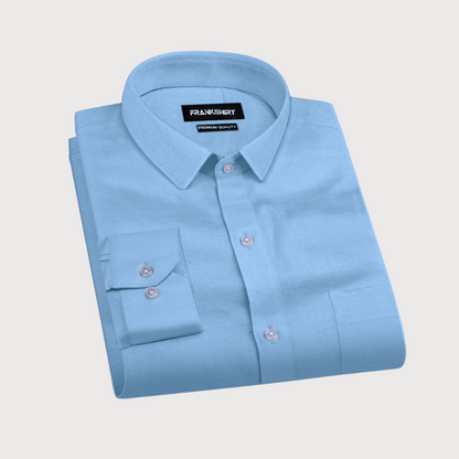Sky Blue Solid Linen Shirt for Man