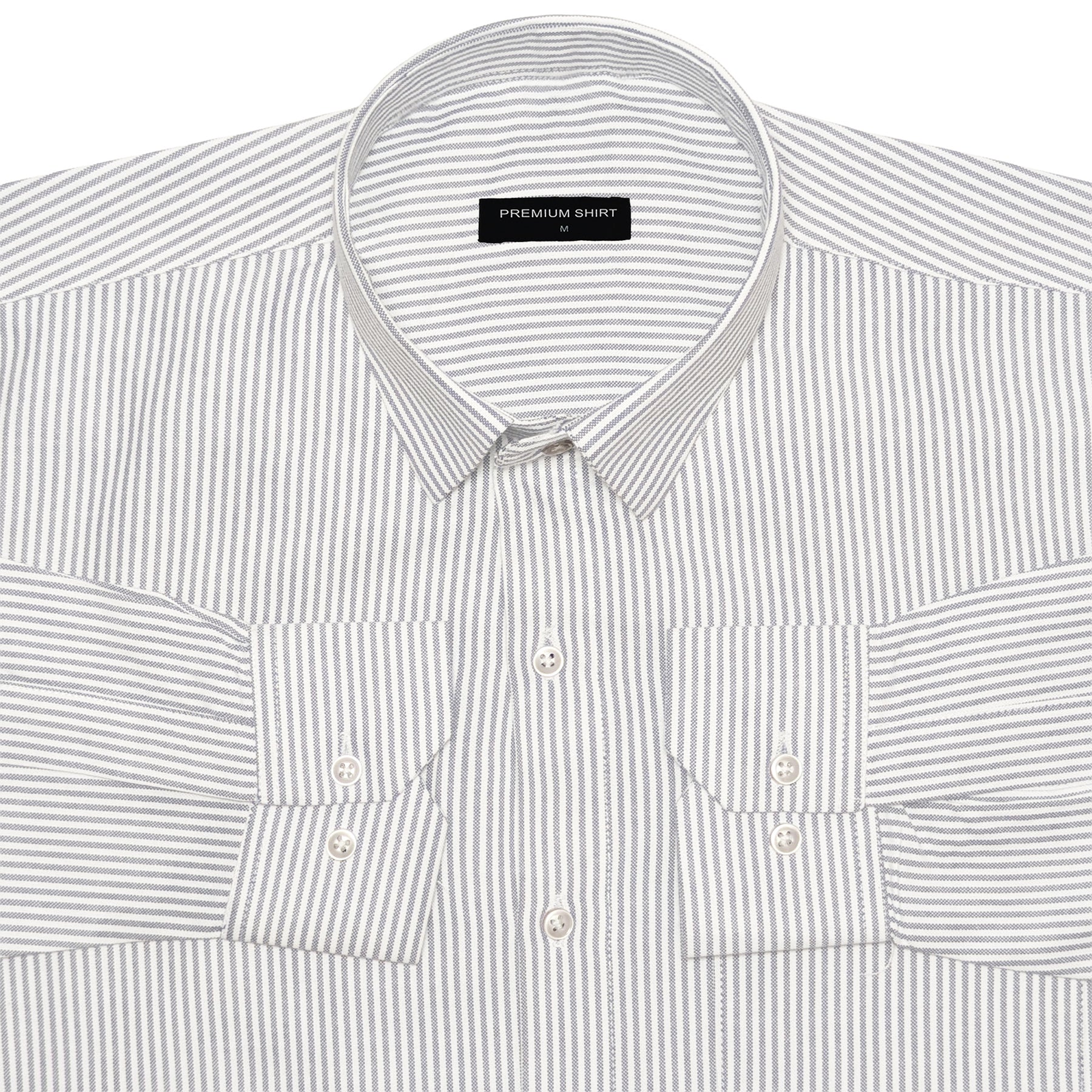Silver Grey Pinstripe Oxford Shirt For Men