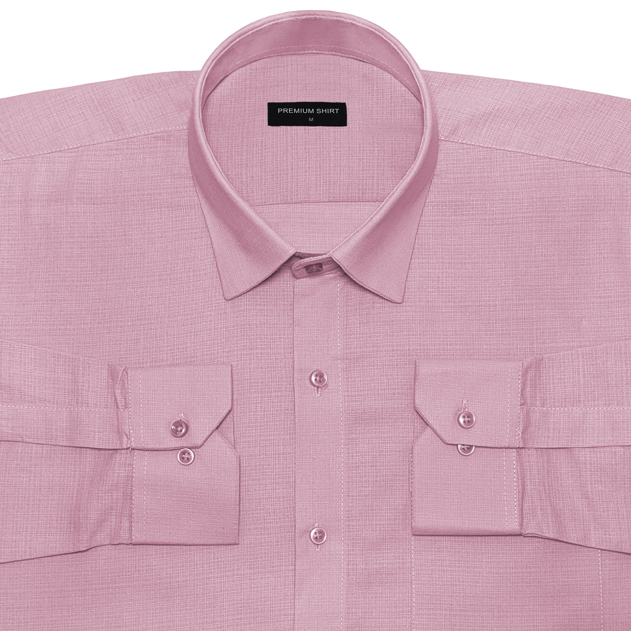 Solid Pink Textured Linen Shirt For Men