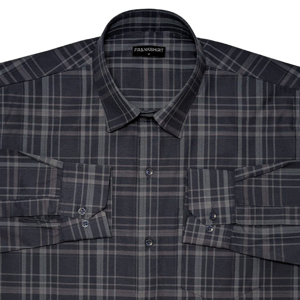Navy Tartan Check Cotton Shirt For Men