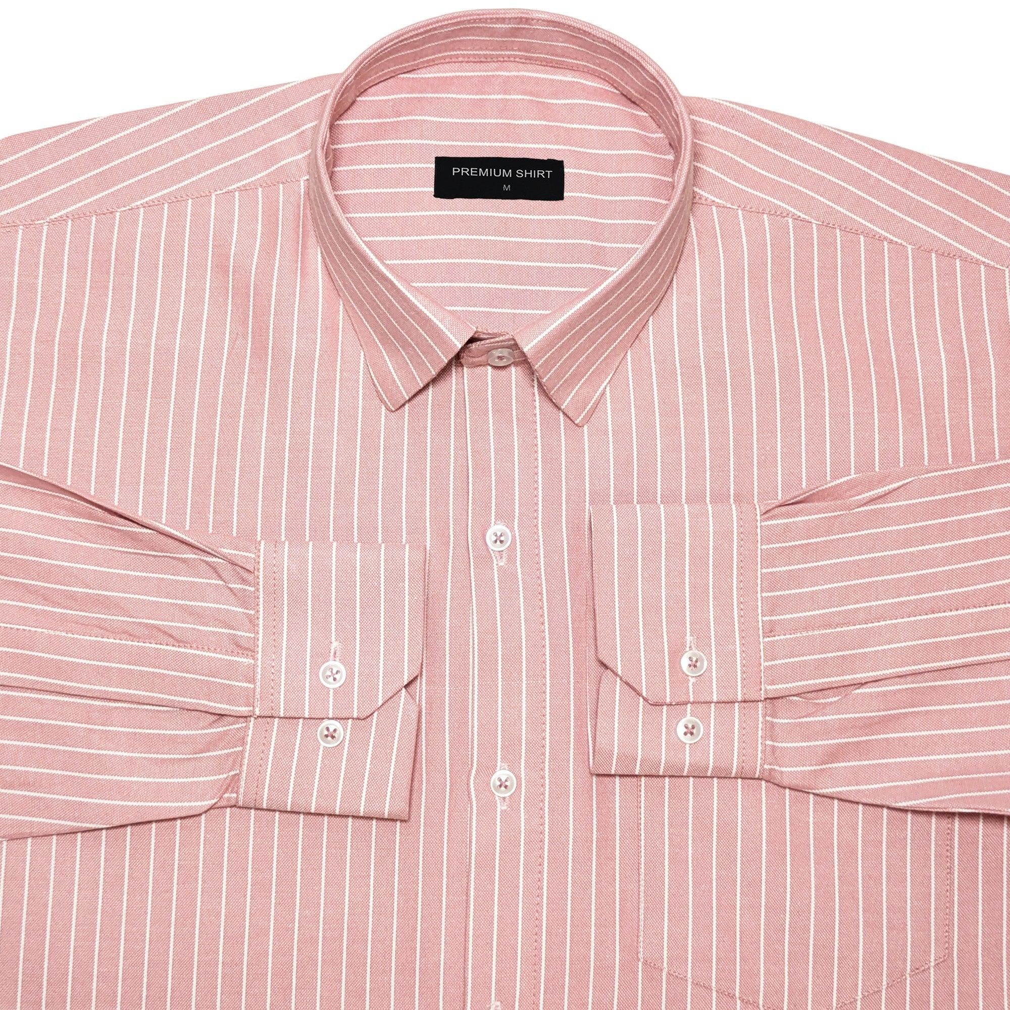 Peach Pinstripe Oxford Shirt For Men
