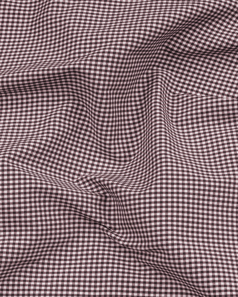 Maroon Check Button Down Oxford Cotton Stripe Shirt For Man