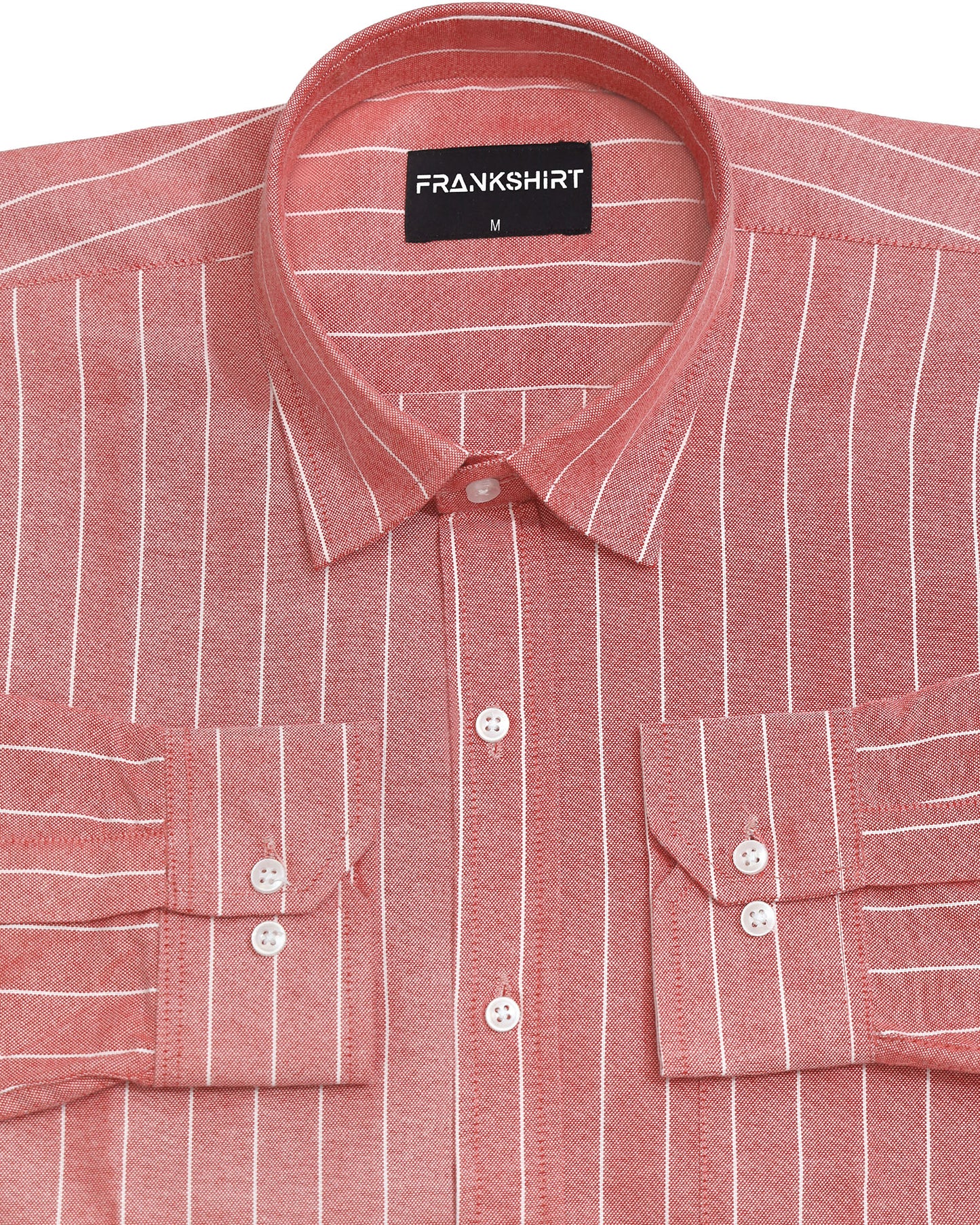 Coral Red Pinstripe Oxford Shirt