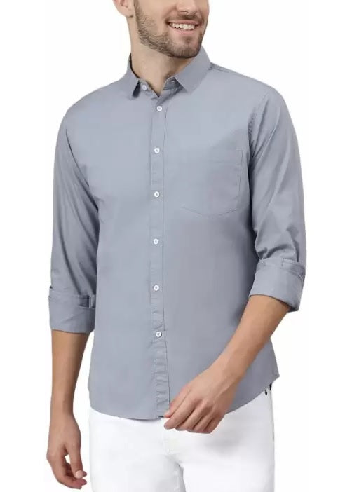 Special Offer Classic Cotton Blend Solid Shirts (Silver Grey)