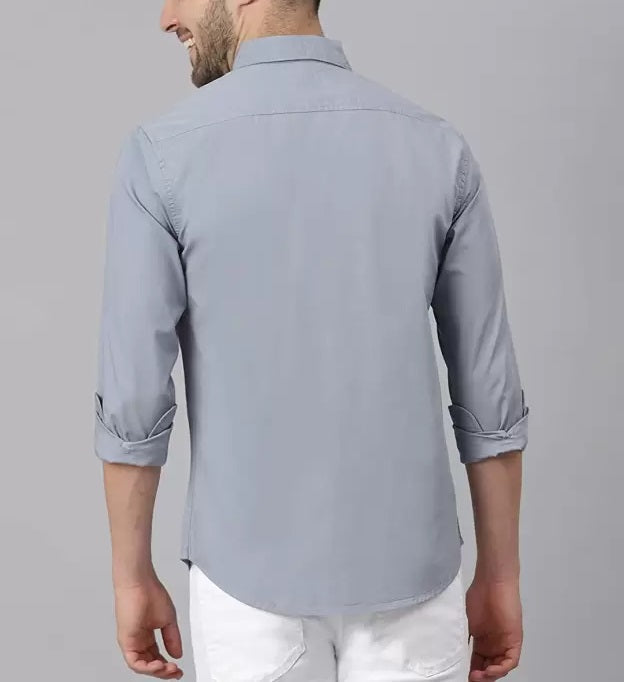 Special Offer Classic Cotton Blend Solid Shirts (Silver Grey)