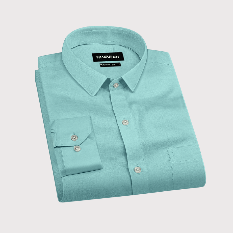 Green Solid Linen Shirt for Man